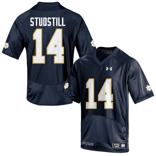 Men's NCAA Notre Dame Fighting Irish #14 Devin Studstill Stitched College Under Armour Authentic Navy Blue Football Jersey LP10A77LR